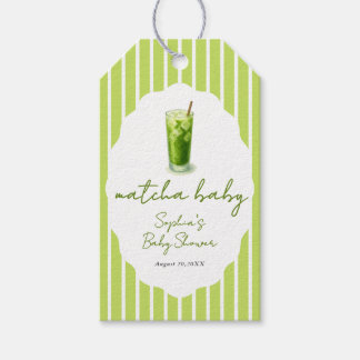 Cute Wavy Matcha Baby Green Baby Shower Favor Presentetikett