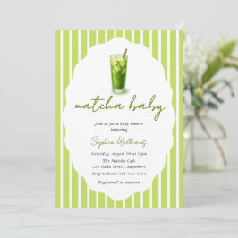 Cute Wavy Matcha Baby Green Modern Baby Shower Inbjudningar