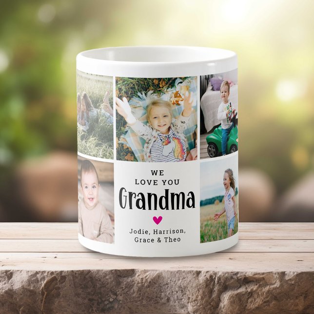 Cute 'We Kärlek You Grandma' Photo Collage Kaffemugg (Skapare uppladdad)