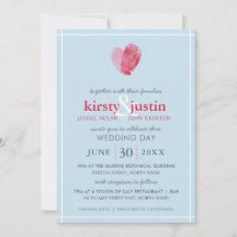 CUTE WEDDING INVITE modern fingeravtrycksblått