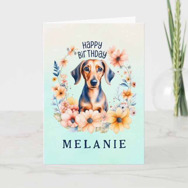 Cute Weenie Hund Birthday | Lägg till Namn-kort Kort (Framsida)