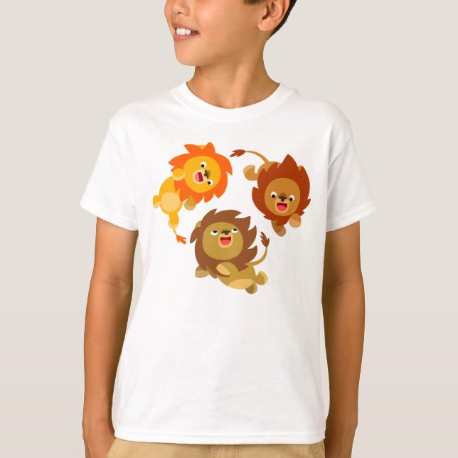 Cute Weightless Tecknad Lejon Children T-Shirt (Framsida)