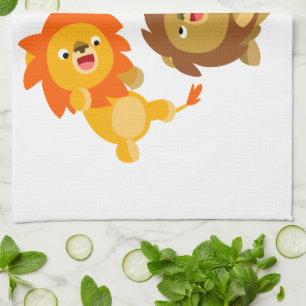 Cute Weightless Tecknad Lejon Kitchen Towel Kökshandduk