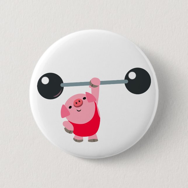 Cute Weightlyftande Tecknad Gris Button Badge Knapp (Framsida)
