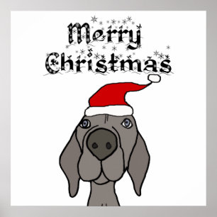 Cute Weimaraner Hund God jul Poster
