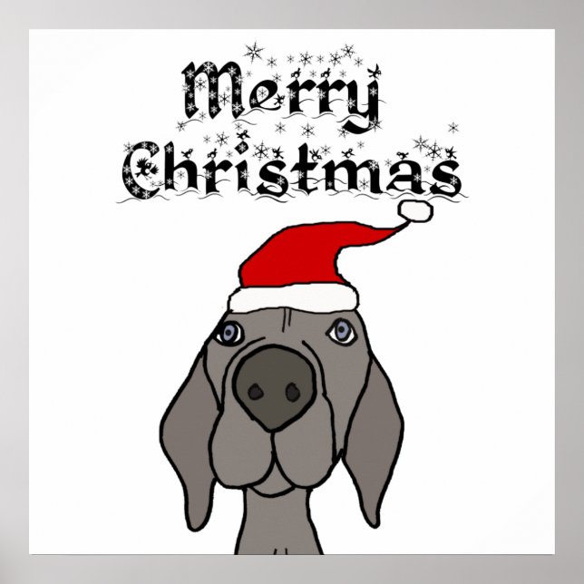 Cute Weimaraner Hund God jul Poster (Framsidan)