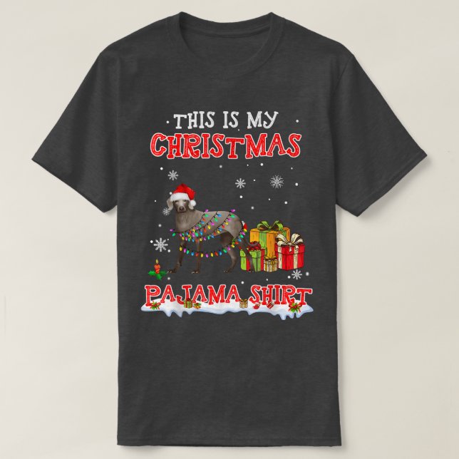 Cute Weimaraner på Snö jul Pajama T Shirt (Design framsida)