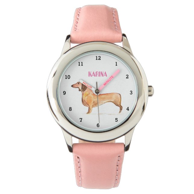 Cute Weiner Dachshund Hund Puppy Animal Girly Kids Armbandsur (Framsida)