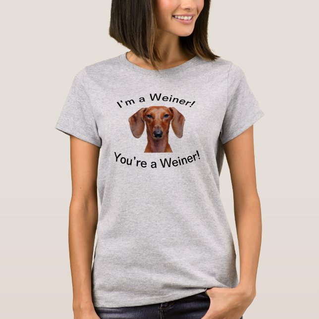 Cute Weiner Hund Typography Jag är Weiner T Shirt (Framsida)