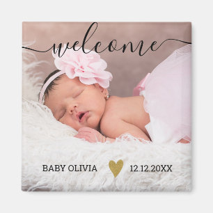Cute Welcome Nyfödd bebis annonsfoto Magnet