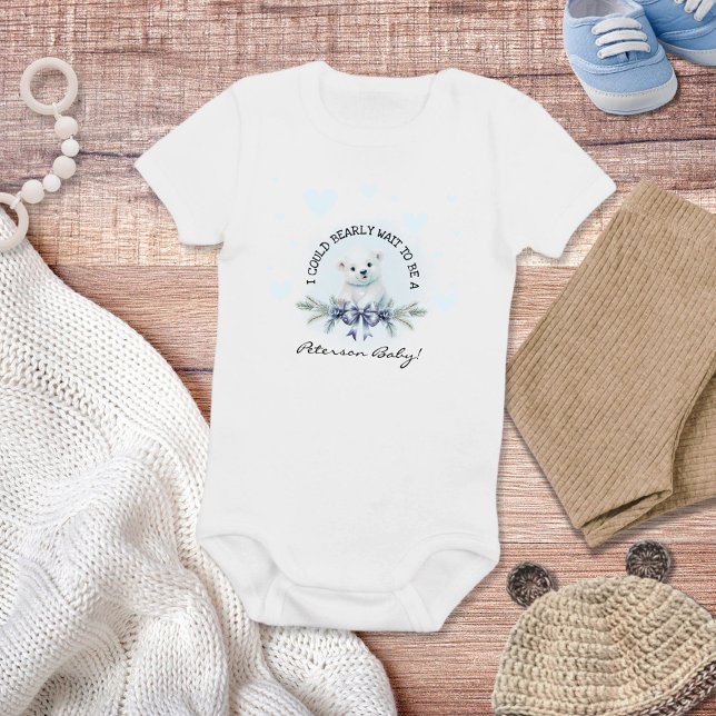 Cute Welcome Nyfödd bebis Blue Heart Little Björne T Shirt (Cute Baby Boy Gift - Personalized Name Onsie)