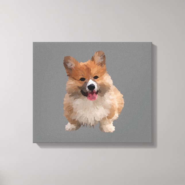Cute Welsh Corgi Canvas Wall Art (Framsida)