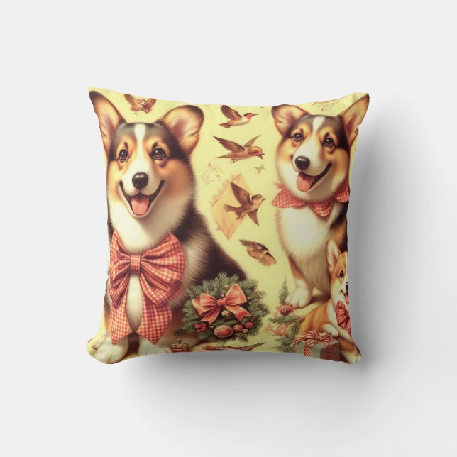 Cute Welsh Corgi Cardigan Illustration Kudde (Framsida)