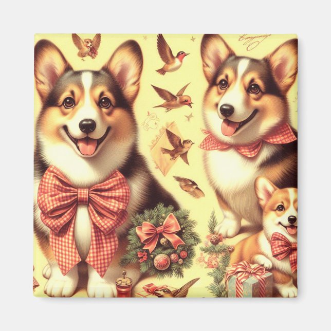 Cute Welsh Corgi Cardigan Illustration Magnet (Framsidan)