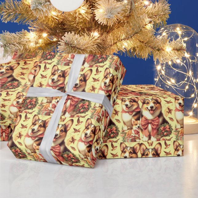 Cute Welsh Corgi Cardigan Illustration Presentpapper (Helgdagar)