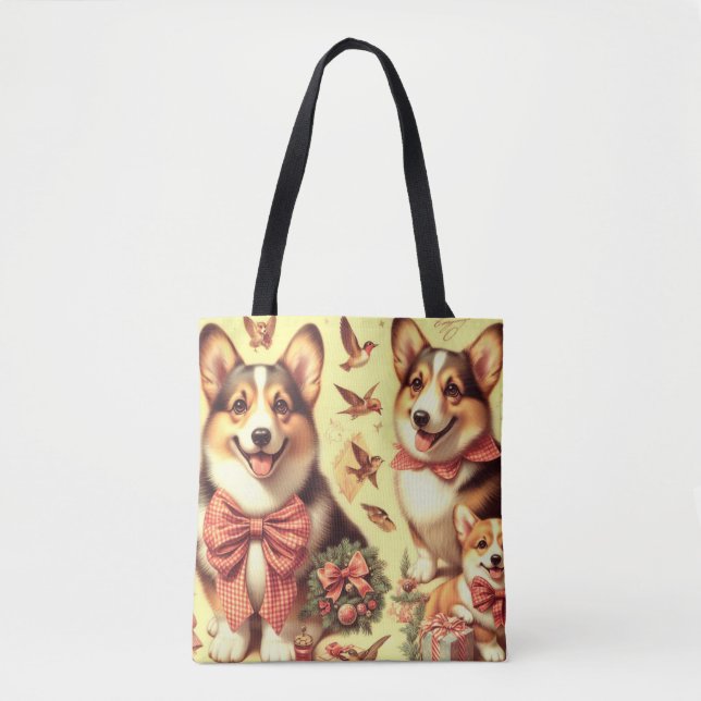 Cute Welsh Corgi Cardigan Illustration Tygkasse (Framsida)