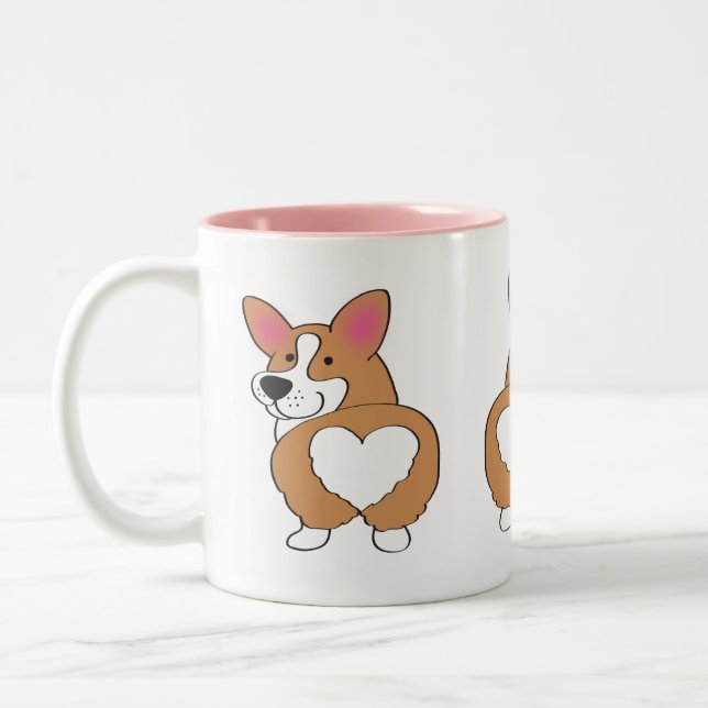 Cute Welsh Corgi Heart Butt Två-Tonad Mugg (Vänster)