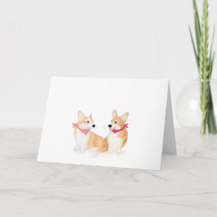 Cute Welsh corgis bär rosa bandanas blankokort Kort