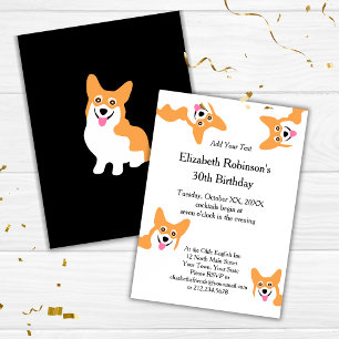 Cute Welsh Pembroke Corgi Puppy Birthday Inbjudningar