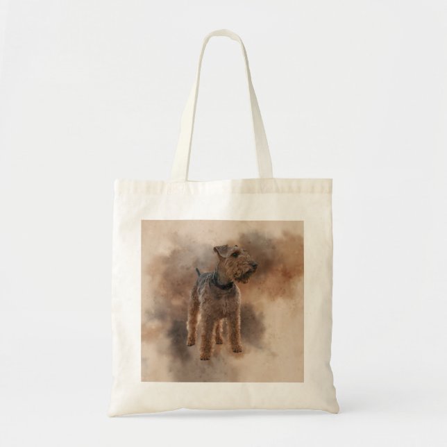 Cute Welsh Terrier Photo on Mottled Background Tygkasse (Framsidan)