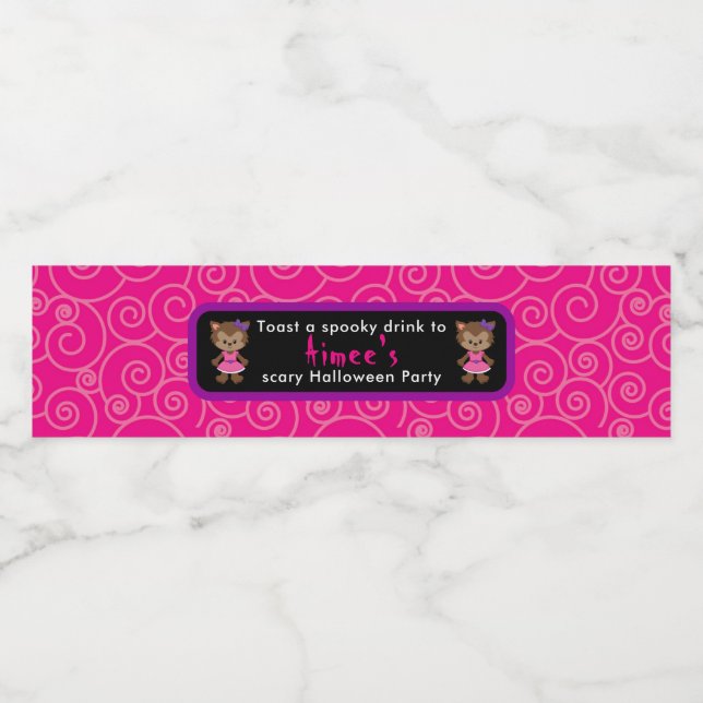 Cute WerevarGirl Halloween fest Vattenflaskor Etikett (Singel etikett)
