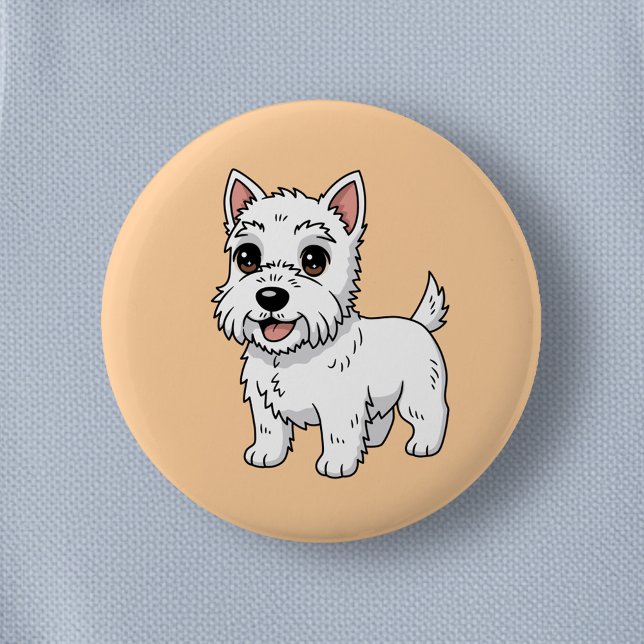 Cute West Highland White Terrier Dog Beige Knapp (Skapare uppladdad)