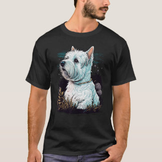 Cute West Highland White Terrier Dog on Westie Lov T Shirt