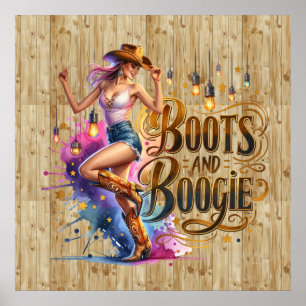 Cute Western Cowgirl-boggi Poster