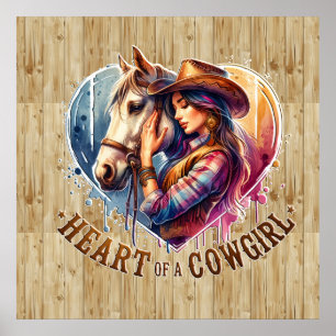 Cute Western Cowgirl-hjärta Poster