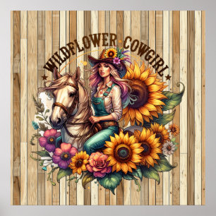 Cute Western Cowgirl wildblomma Poster