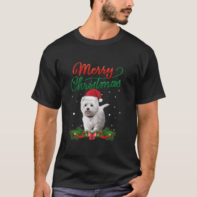 Cute WESTIE Ansikte Ugly Sweater Hund Santa Costum T Shirt (Framsida)