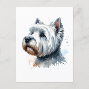 Cute Westie Ansikte Watercolor Art Hund Vykort