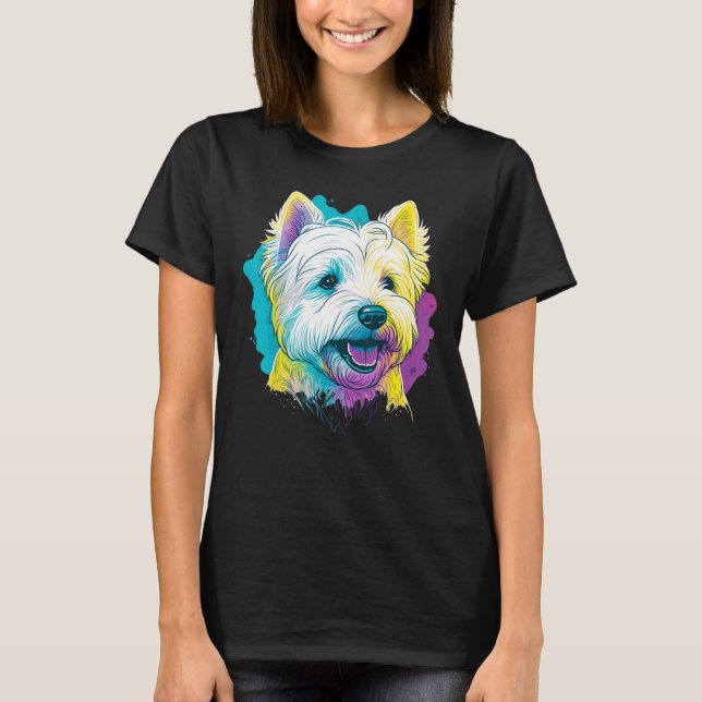 Cute Westie Dog on West Highland White Terrier Lov T Shirt (Framsida)