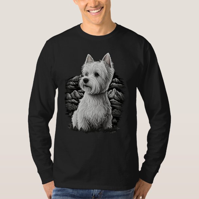 Cute Westie Dog on West Highland White Terrier Lov T Shirt (Framsida)