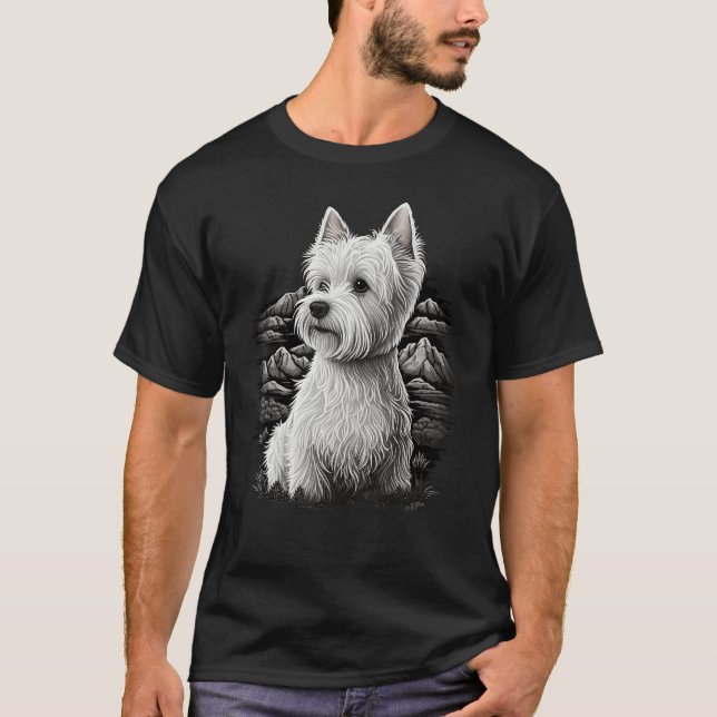 Cute Westie Dog on West Highland White Terrier Lov T Shirt (Framsida)