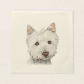Cute Westie Hund Art Cocktail Napkin Pappersservett