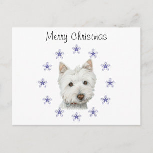 Cute Westie Hund Art och Snöflingor jul Helg Vykort