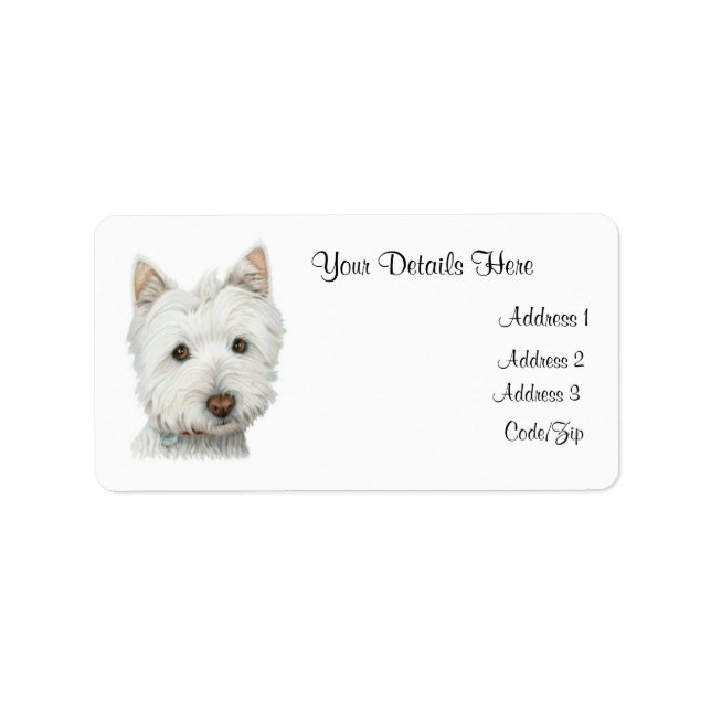 Cute Westie Hund-etikett Adressetikett (Framsidan)