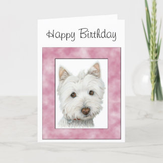 Cute Westie Hund i Rosa Ram Art Kort