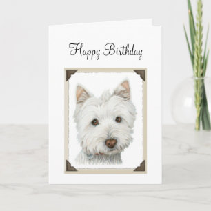 Cute Westie-Hund med sliten papper kant-design Kort