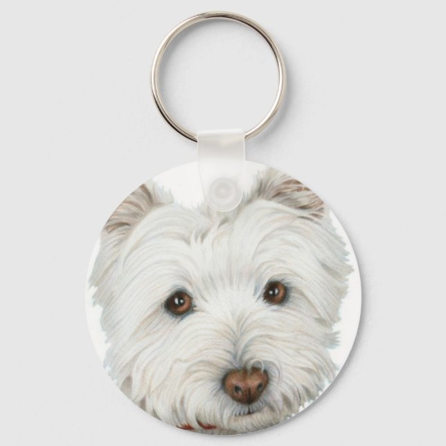 Cute Westie Hund Nyckelring (Framsida)