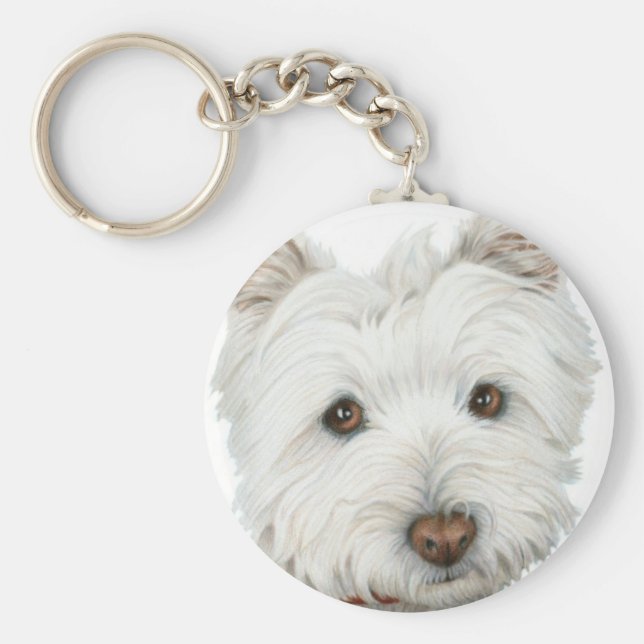 Cute Westie Hund Nyckelring (Framsidan)
