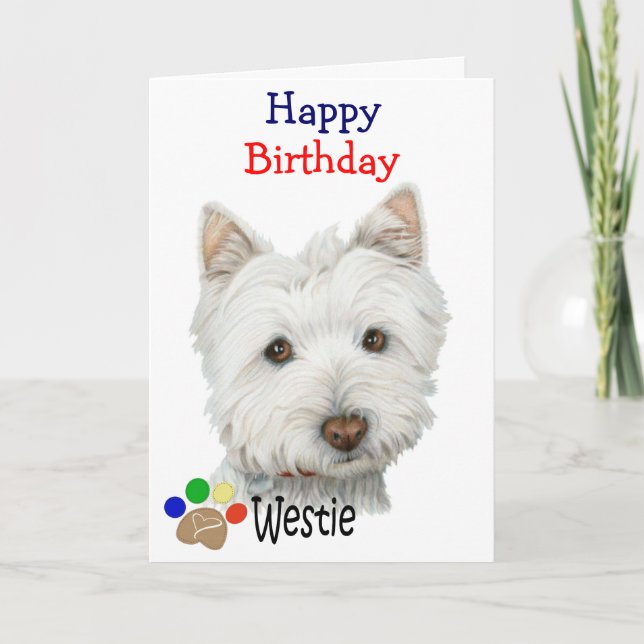 Cute Westie Hund och Tass Art Gifts Kort (Framsida)