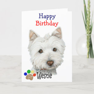 Cute Westie Hund och Tass Art Gifts Kort