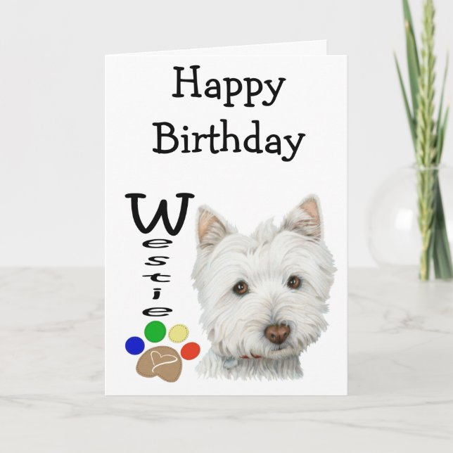 Cute Westie Hund och Tass Art Kort (Framsida)