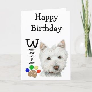 Cute Westie Hund och Tass Art Kort