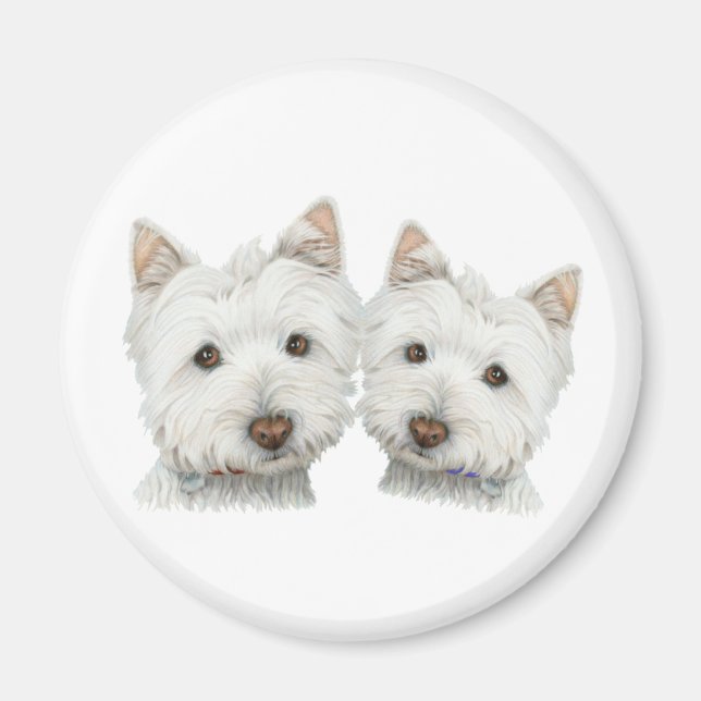 Cute Westie Hundar Magnet (Framsidan)