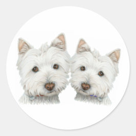 Cute Westie Hundar Runt Klistermärke