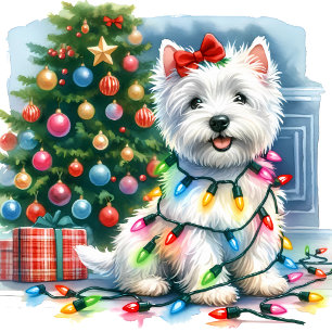 Cute Westie Julgran Ljus Julkort