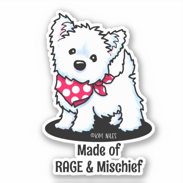 Cute Westie KiniArt Sticker Klistermärken (Framsida)